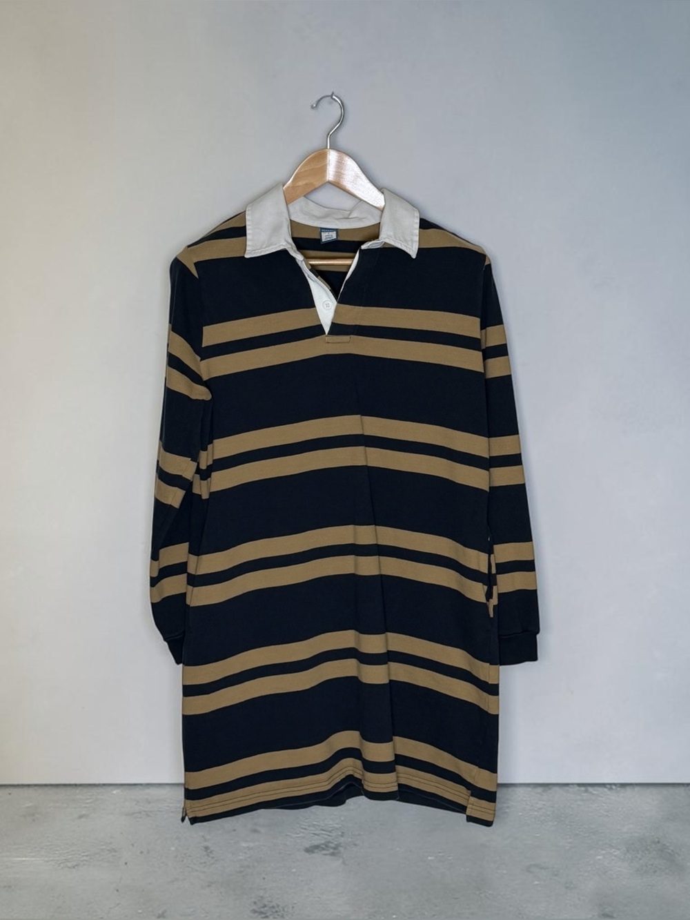 Preppy Casual Old Navy Cotton Rugby Midi Dress, Striped, Womens Size Large